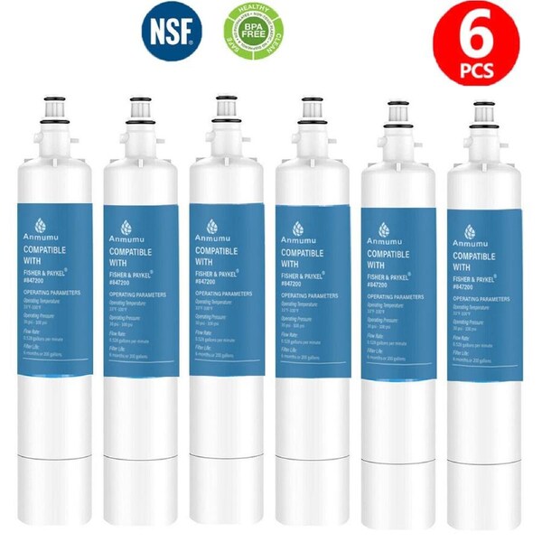 6 X Fisher Paykel 847200 Premium Compatible Ice & Water Fridge Filter - 847200