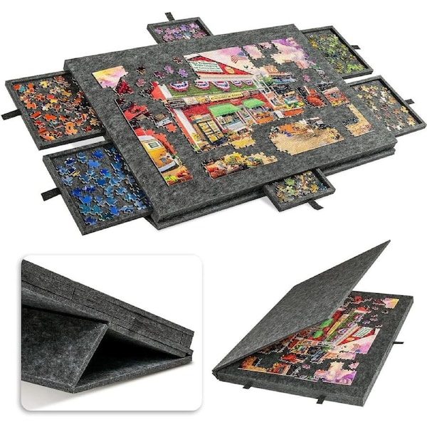 Portable Puzzle Board 1000pcs Felt Jigsaw Puzzle Table with Drawers Covers