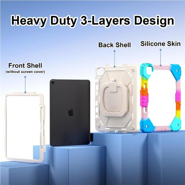 Catzon Tablet Case for iPad Air 13Inch M2 / M3 Shockproof Case with Strap-ColorfulBlue
