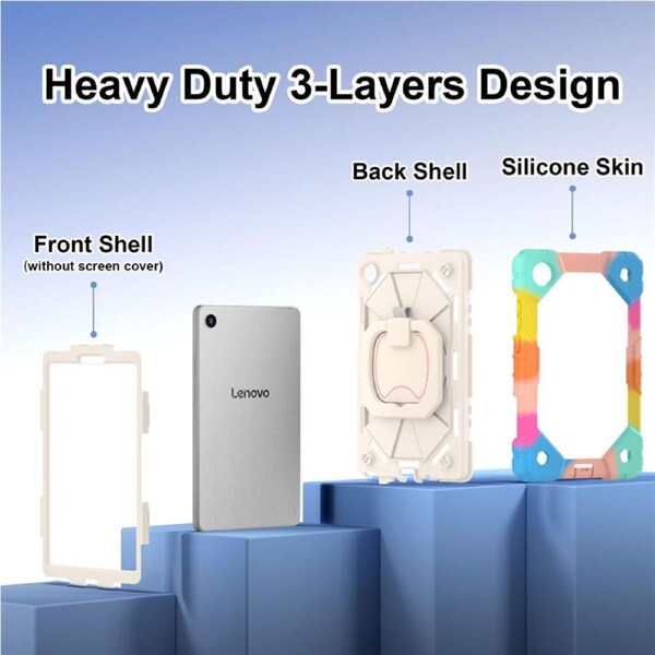 Catzon Tablet Case for Lenovo Tab One / K9 8.7 Inch Shockproof Case with Strap-ColorfulBlue