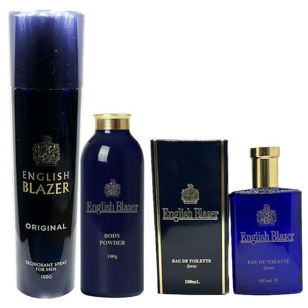 English Blazer Mens Fragrance Set EDT Deodorant Spray & Talc Free Body Powder
