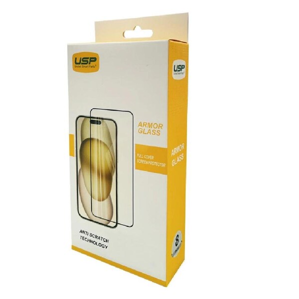 USP Apple iPhone 16 Pro (6.3') Armor Glass Full Cover Tempered Glass Screen Protector (8 PCS) - 5X Anti Scratch Technology, 3 Years Warranty