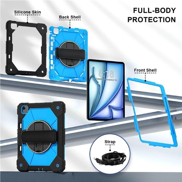 Catzon Tablet Case for iPad Air 13Inch M2 / M3 Shockproof Case with Strap-BlackBlue