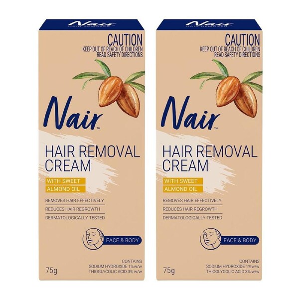 Nair Hair Removal Cream Face & Body 75g - Pack of 2 - Fast & Gentle Hair Remover
