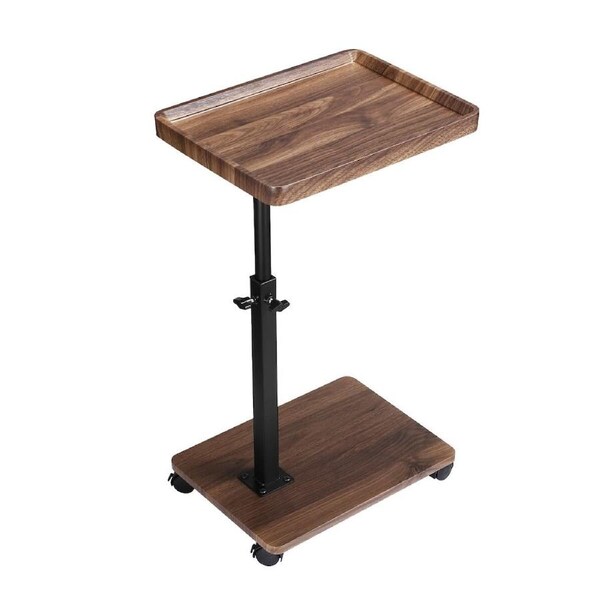 Mobile Laptop Table C Shaped Coffee Sofa Bed Side Desk Computer Stand TV Tray Height Adjustable Overbed Couch Portable Dine Storage Shelf Cart Wheels