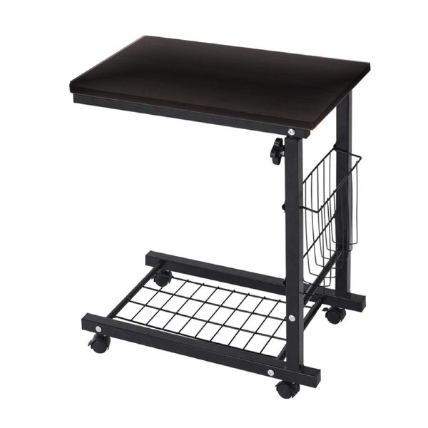 Mobile Side Table Adjustable Height Durable for Bedroom Living Room Home Use