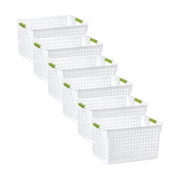 6PK Braz 10L Tokyo Plastic Storage Basket W/ Handles 31x21x17cm Assorted