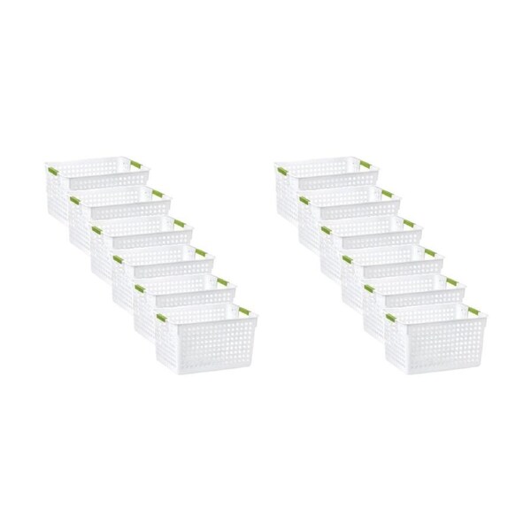 12PK Braz 10L Tokyo Plastic Storage Basket W/ Handles 31x21x17cm Assorted