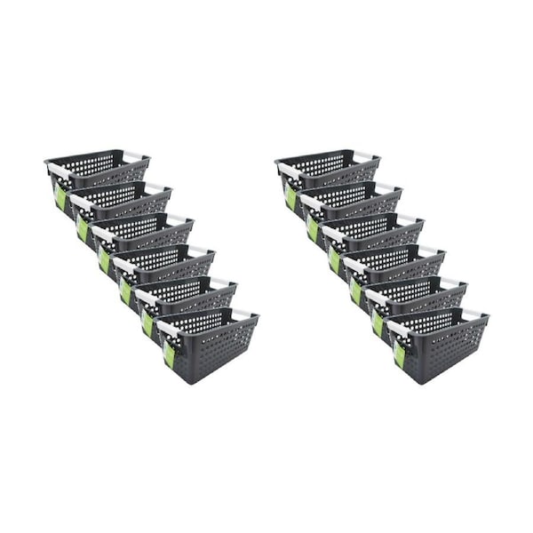 12PK Braz Tokyo Deep Plastic Storage Basket Medium W/ Handles 29x14x12cm Assrtd