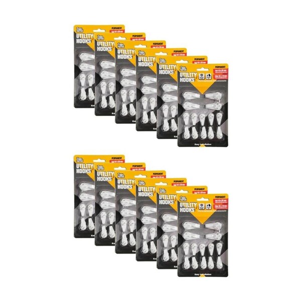 12x 14pc Tool Masters Utility Hooks Set Holds 5kg 40x20mm/30x15mm White