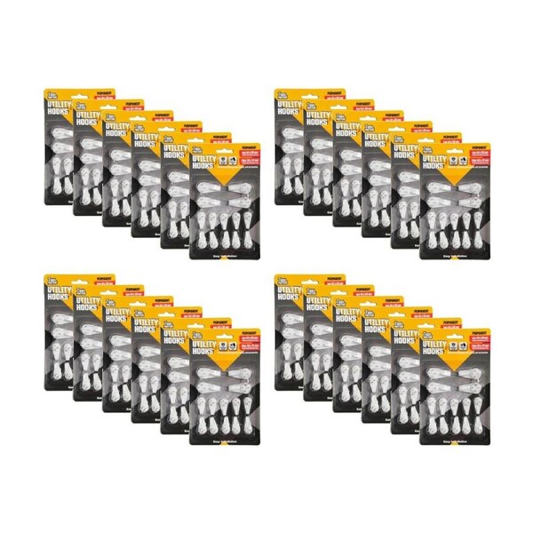 24x 14pc Tool Masters Utility Hooks Set Holds 5kg 40x20mm/30x15mm White