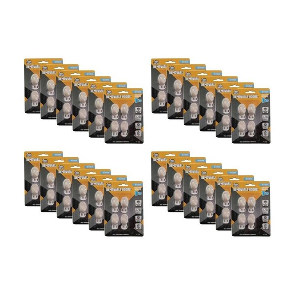 24x 4pc Tool Masters Removeable Oval Hooks Set Holds 1kg 33x23mm White