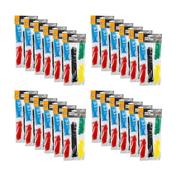 24x 250pc Tool Masters Heavy Duty Electrical Cable Ties Multi Colour