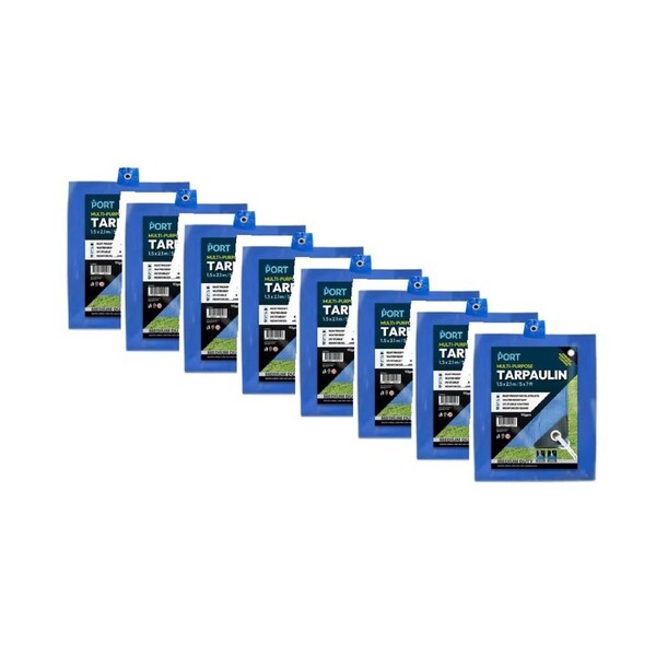8PK Port Water Resistant UV Stable Outdoor Tarp 5x7ft 153x214cm Blue