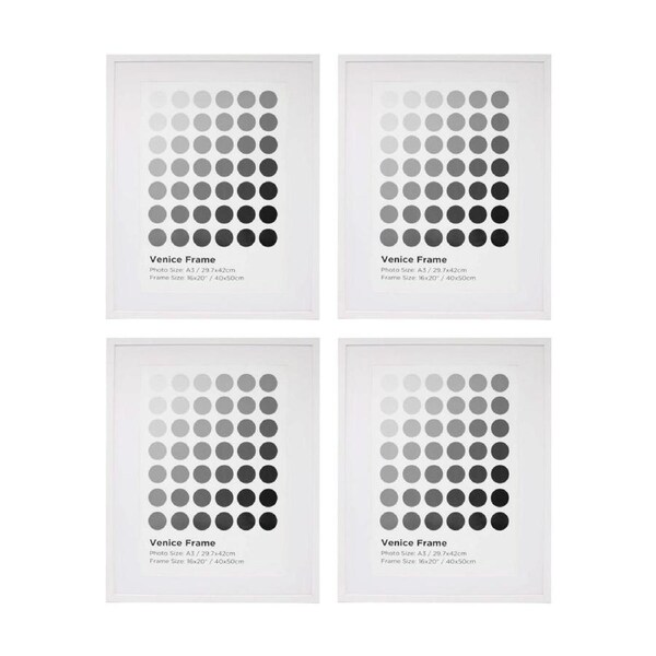 4PK Braz Venice Image Photo Document Display Frame 40x50cm White