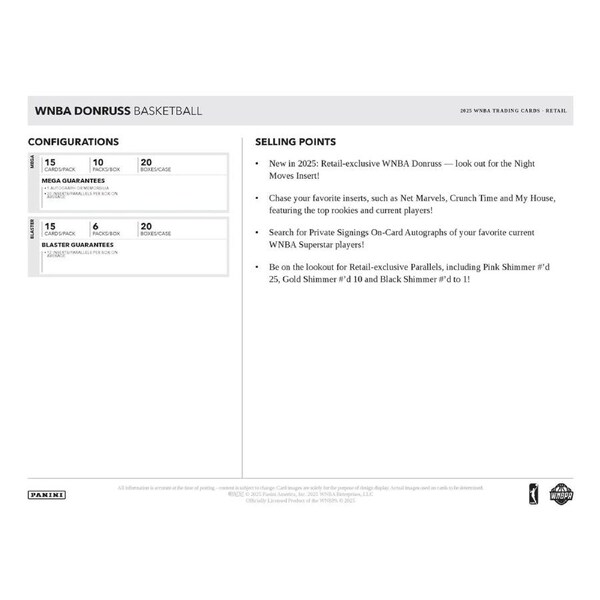 Panini WNBA 2025 Donruss Basketball Blaster Box