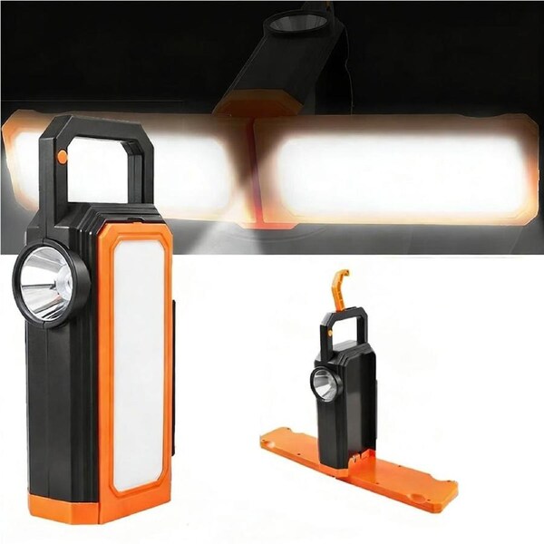 Portable LED Work Light Solar Rechargeable Torch Lamp with Hook 6 Lights Modes
