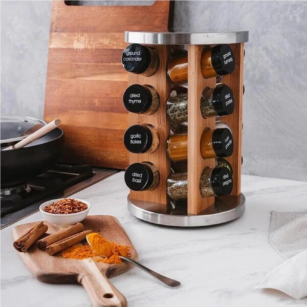 Spice Market Khari Stainless Steel 16 Jar Spice Rack Size 30X20X20cm by Baccarat