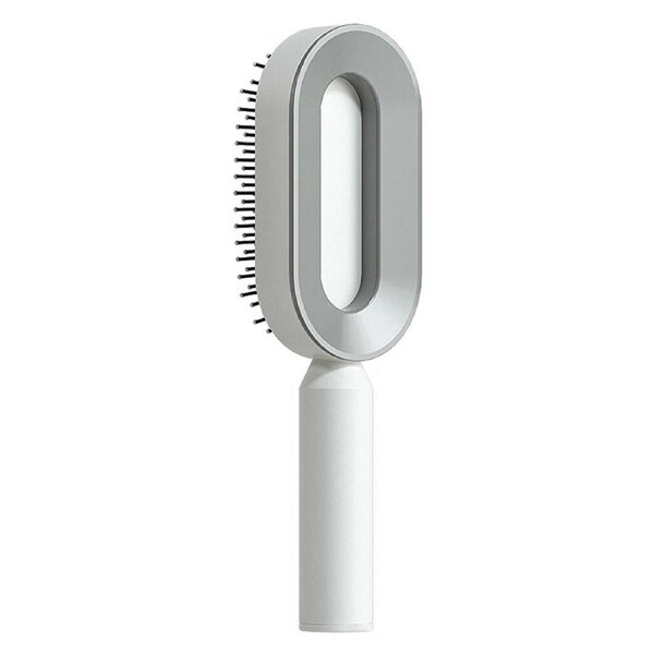 Deal365 White 3D Massage Self Cleaning Press Retractable Bristles Air Cushion Hair
