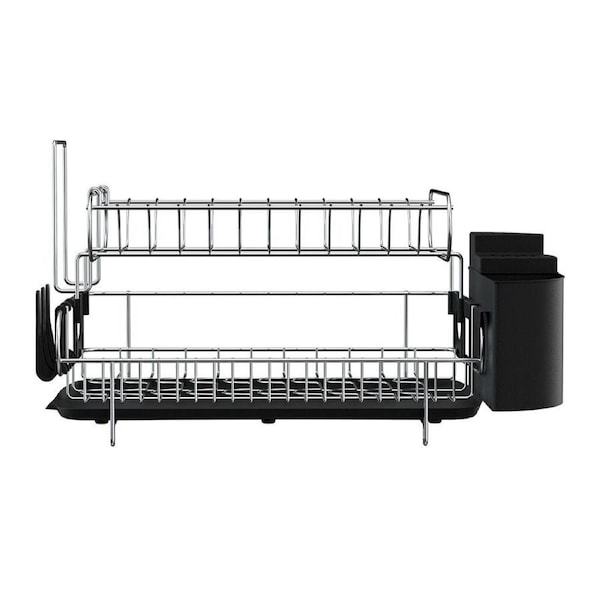 Dish Drying Rack 2 Tier Kitchen Dish Drainer Cutlery Holder Stainless Steel