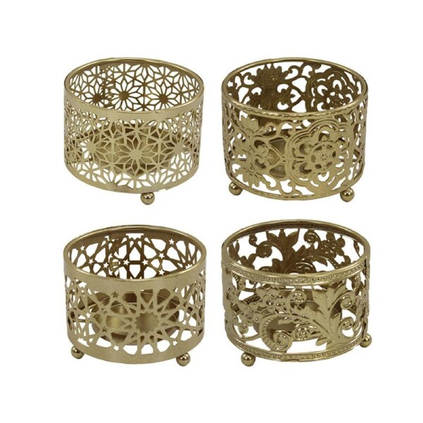 4PCS Hollow Candle Tray Iron Cutout Romantic for Home Wedding Party Decor Use