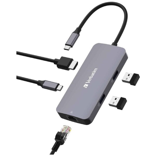VERBATIM USB-C Connected USB-A & C/HDMI/RJ45 Multiport Connection Hub CMH-05