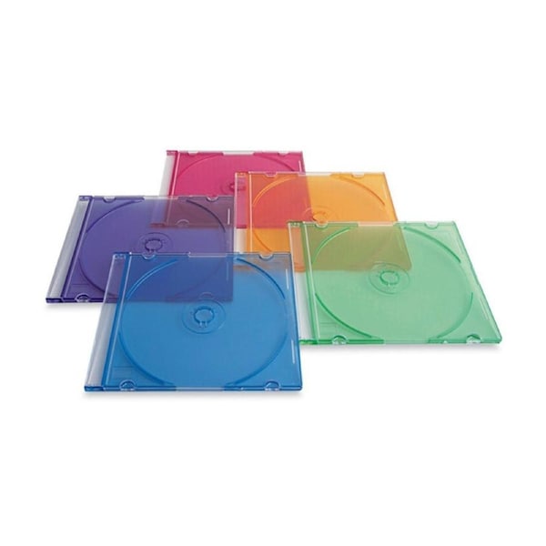 25pc VERBATIM CD/DVD Coloured Slim Storage Cases Disc Holders Multicolour