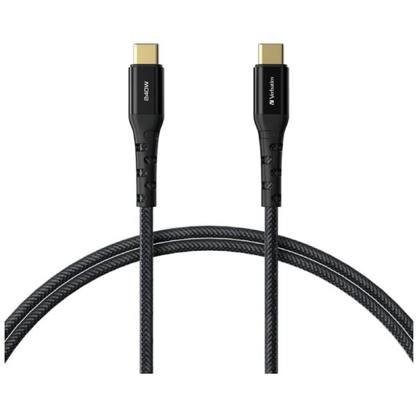 VERBATIM USB-C to 240W Cable Charging Cord W/E-Marker Chip 200cm Black