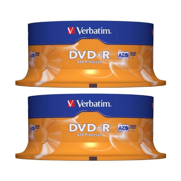 2 x 25pc VERBATIM DVD-R Spindle 16x Speed Blank Discs 4.7GB/120min