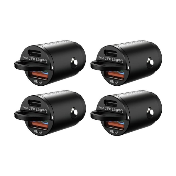 4PK VERBATIM Car Charger 2 Ports Power Delivery Quick Charge Mini 30W Black