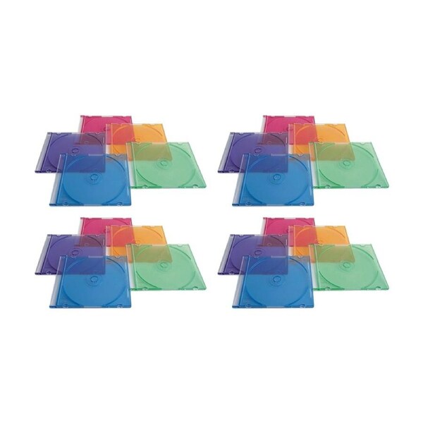 4 x 25pc VERBATIM CD/DVD Coloured Slim Storage Cases Disc Holders Multicolour