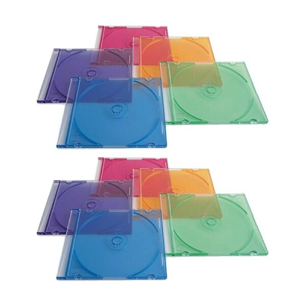 2 x 25pc VERBATIM CD/DVD Coloured Slim Storage Cases Disc Holders Multicolour