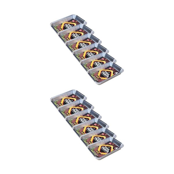 12x 4pc Braz Aluminium Foil Disposable Rectangle Trays Small 31x21x5cm Silver