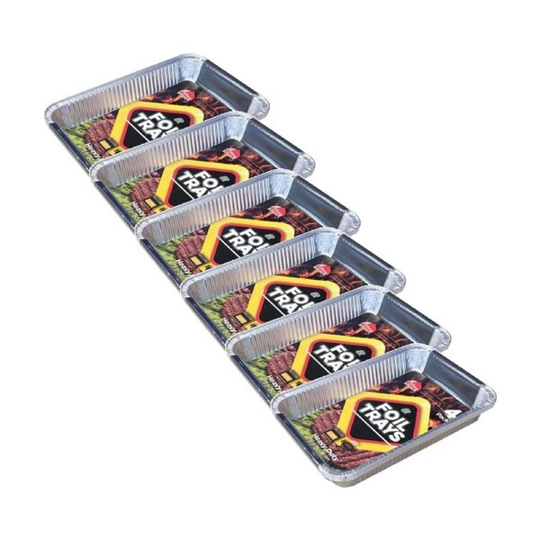 6x 4pc Braz Aluminium Foil Disposable Rectangle Trays Small 31x21x5cm Silver