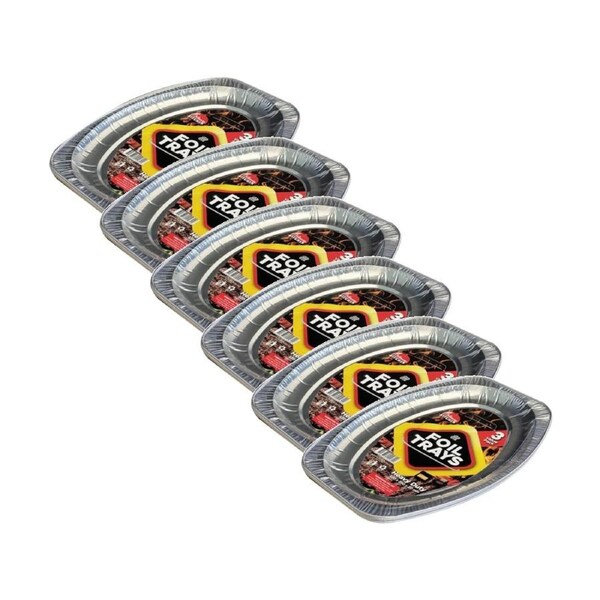 6PK Braz Aluminium Foil Disposable Oval Trays Serveware 42x28cm Silver