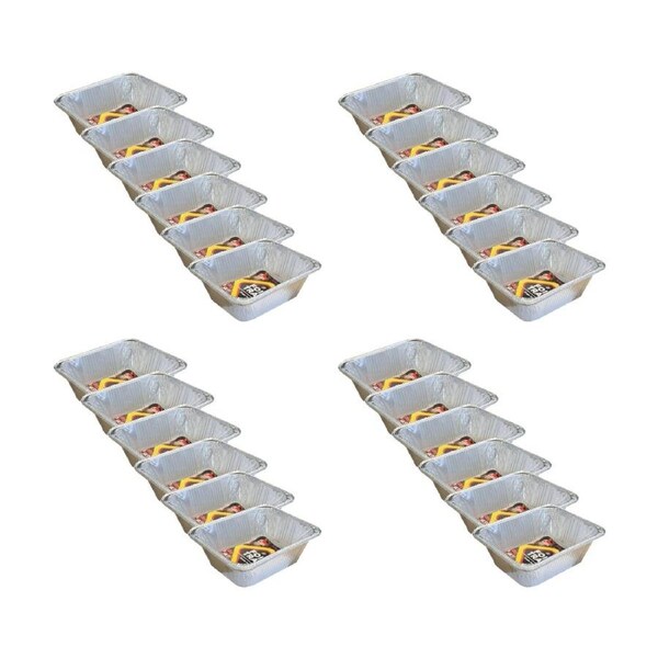 24PK Braz Aluminium Foil Disposable Roast Tray 31x25x10cm Silver