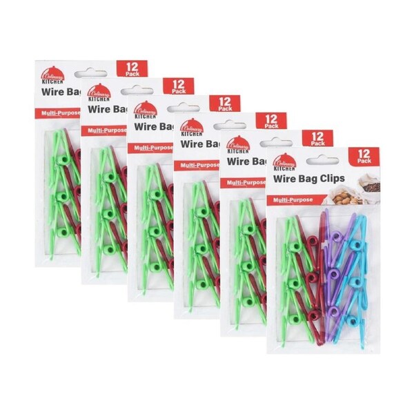 6x 12pc Braz Reusable Food Storage Seal Wire Bag Clips 8x6cm Multi Colour