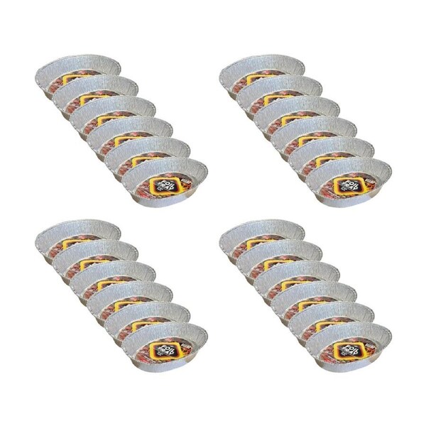 24PK Braz Aluminium Foil Disposable Oval Tray 46x35x8.5cm Silver