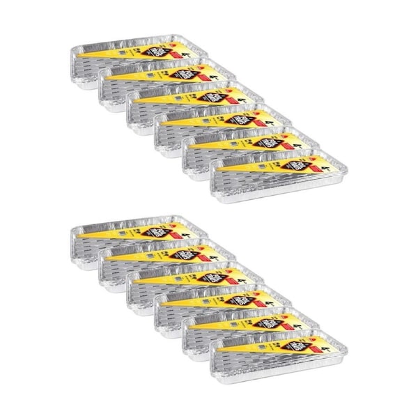 12x 4pc Braz Aluminium Foil Disposable Grill Trays 34x23x2cm Silver