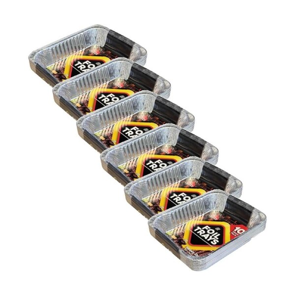 6x 10pc Braz Aluminium Foil Disposable Rectangle Trays Serveware 32x26x6cm