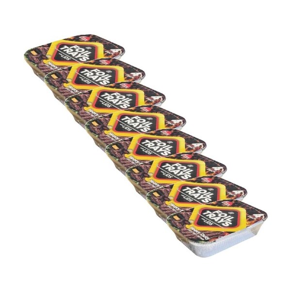 8x 4pc Braz Aluminium Foil Disposable Rectangle Trays W/ Lids 26x18x6cm Silver