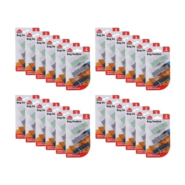 24x 3pc Braz Reusable Food Storage Bag Sealers 15cm Multi Colour