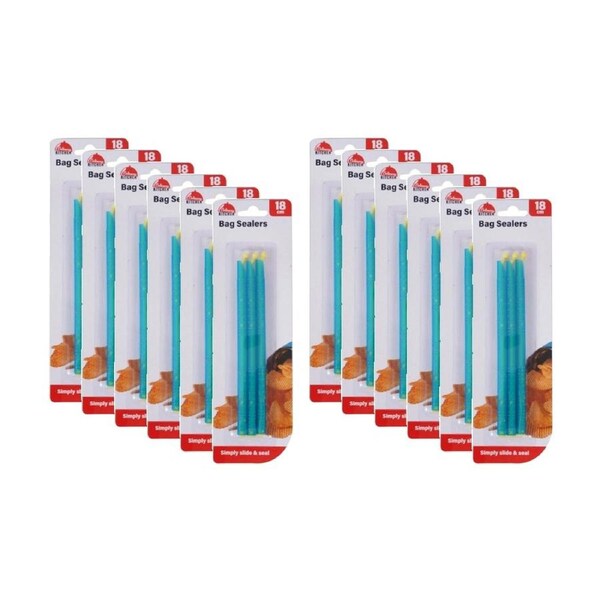 12x 3pc Braz Reusable Food Storage Long Bag Sealers 18.5cm Blue