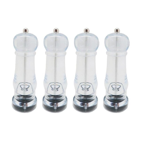 4PK Braz Plastic Salt Or Pepper Grinder W/ Twist 17cm Clear