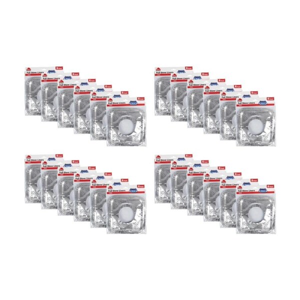 24x 6pc Braz Square Disposable Foil Spill Catcher Stove Liners 21cm Silver