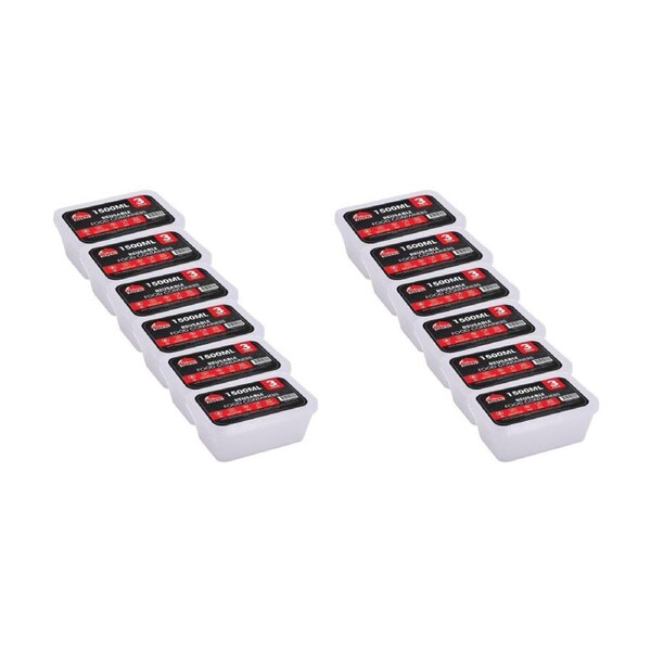 12x 3pc Braz Reusable Rectangular Food Storage Containers W/ Lids 1500ml Clear