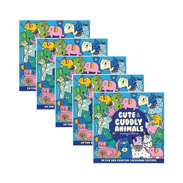 5PK Hinkler Young Mandala Cuddly Animals Everywhere Coloring Book Kit Posters
