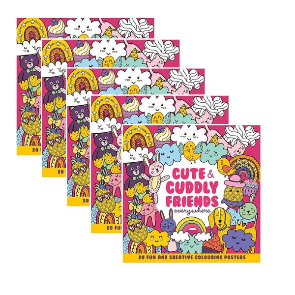 5PK Hinkler Young Mandala Cuddly Friends Everywhere Colouring Book Kids