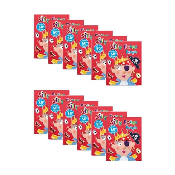 12PK Hinkler Silly Faces People Children's Sticker Book Funny 50 Stickers