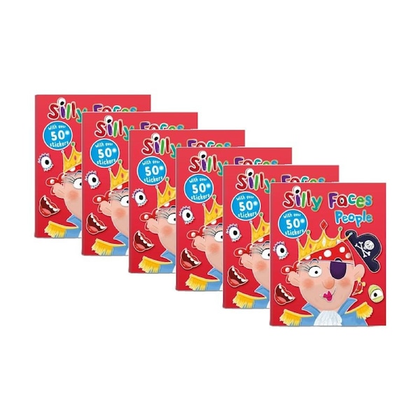 6PK Hinkler Silly Faces People Children's Sticker Book Funny 50 Stickers